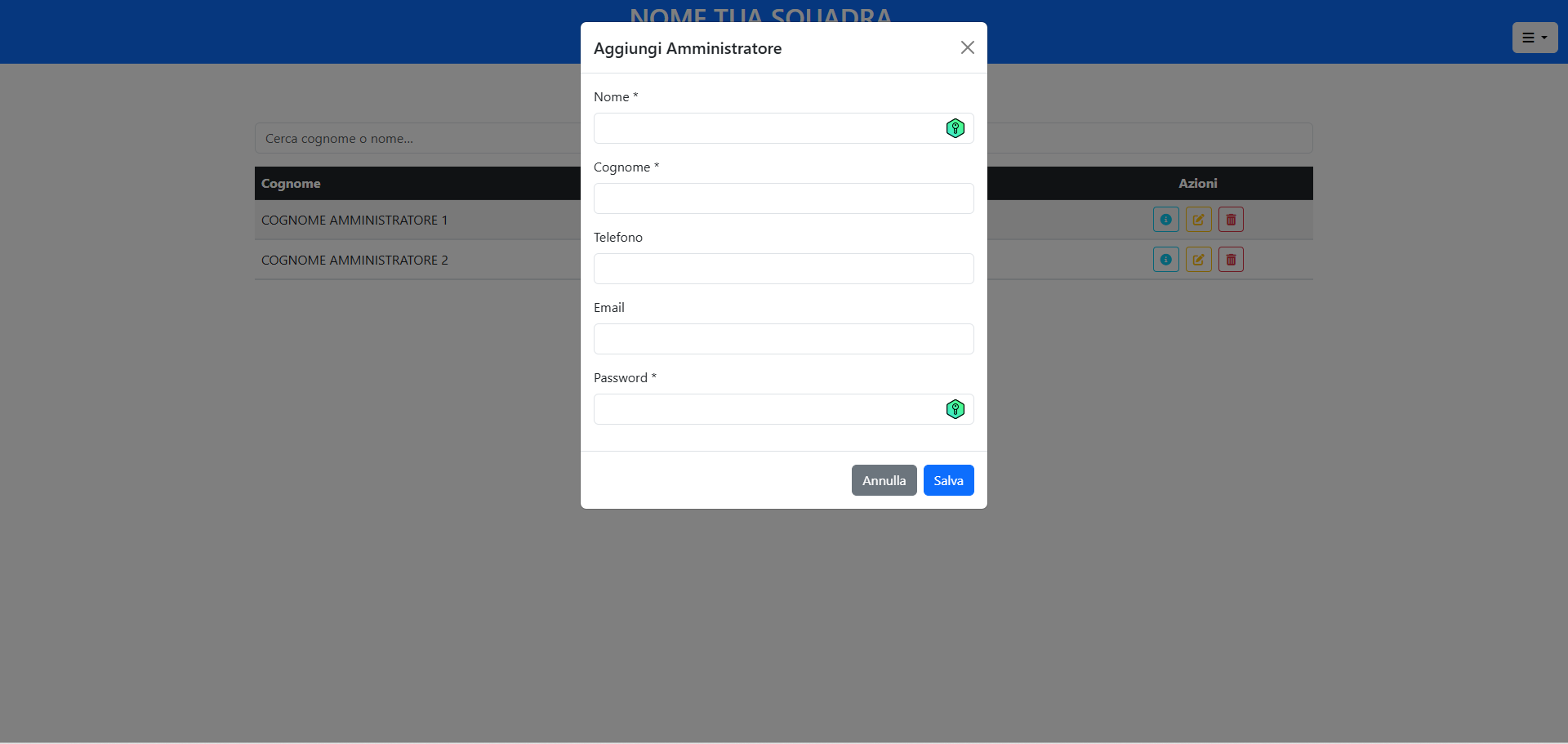 Aggiunta amministratore